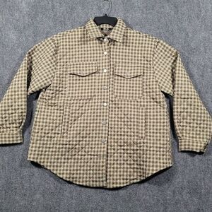 Miss Me Quilted Jacket Womens M Brown Check Snap Button Flap‎ Pockets Grunge